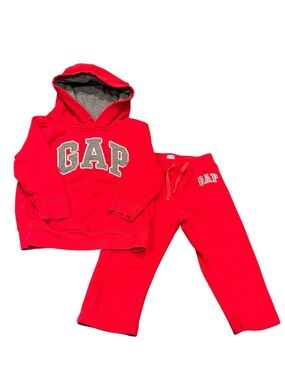 Baby GAP Bright Red Logo Hoodie & Sweatpants Set
